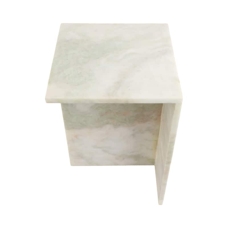 Stone Marble Accent Table Sculptural Geometric Base and Sleek Design