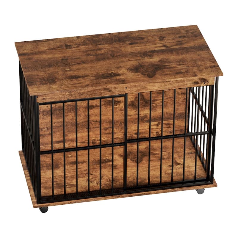 Dog Crate Furniture, Large Dog Cage Furniture with Tray for Medium Large Dogs, Wooden Dog Kennel Furniture