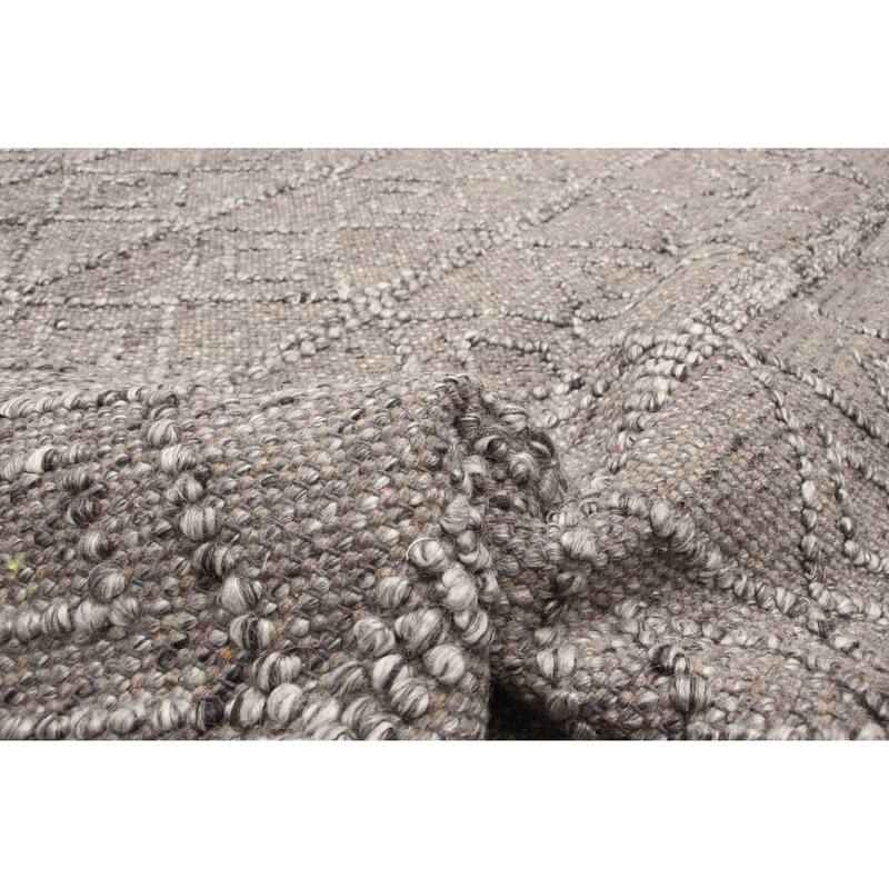 ECARPETGALLERY Braid weave Sienna Grey Wool Rug - 6'0 x 8'9