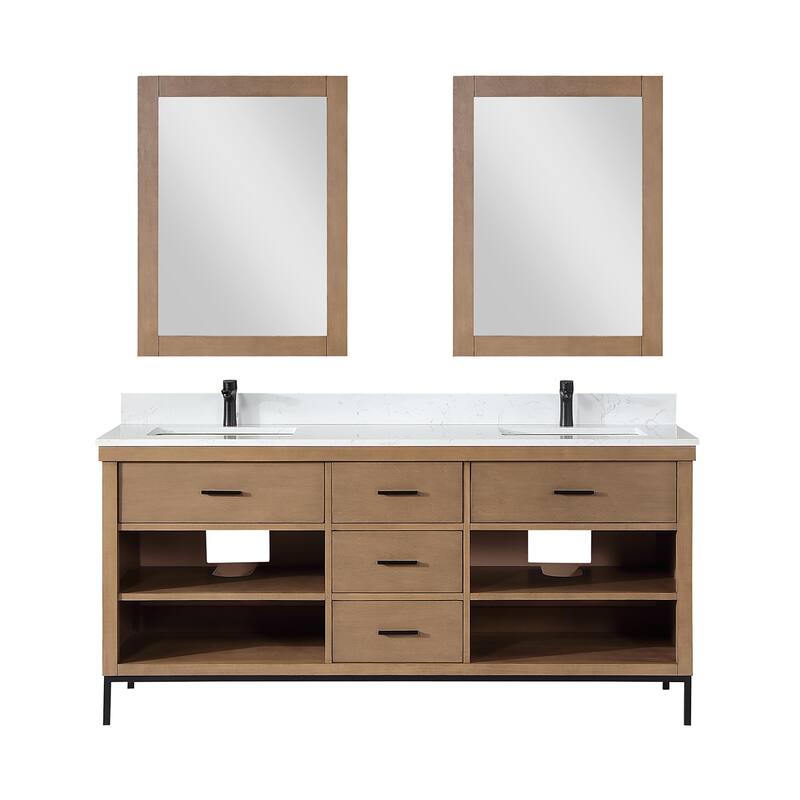 Altair Kesia Bathroom Vanity with Composite Stone Countertop with Mirror