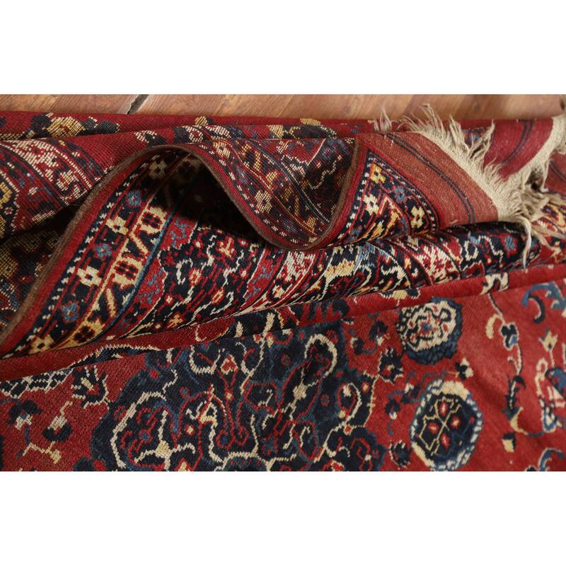 Hand Knotted Oriental 100% Wool Carpet Traditional Floral Red Balouch Area Rug - 11' 5'' X 8' 5''