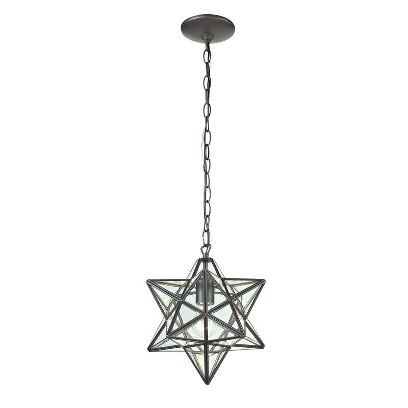 Star 12-inch Wide 1-Light Mini Pendant in Oil Rubbed Bronze - 9in W x 9in D x 10in H