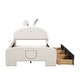 preview thumbnail 3 of 16, Full Size Velvet Platform Bed with Rabbit-Shaped Headboard & Drawers with Bed-End Storage Pocket, Beige