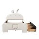preview thumbnail 38 of 45, Roomfitters Twin/Full Size Velvet Platform Bed with Rabbit-Shaped Headboard, Drawers, Bed-End Storage Pocket