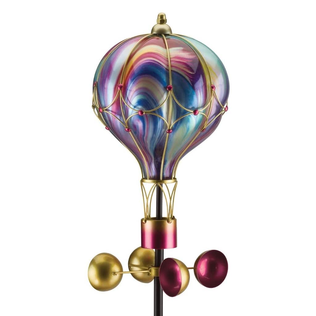 Swirl Balloon Spinner Solar Stake - Purple