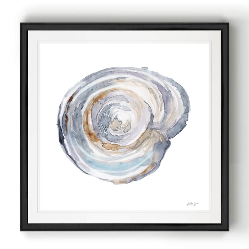 Watercolor Tree Ring III -Black Framed Print - 26 X 26 Black