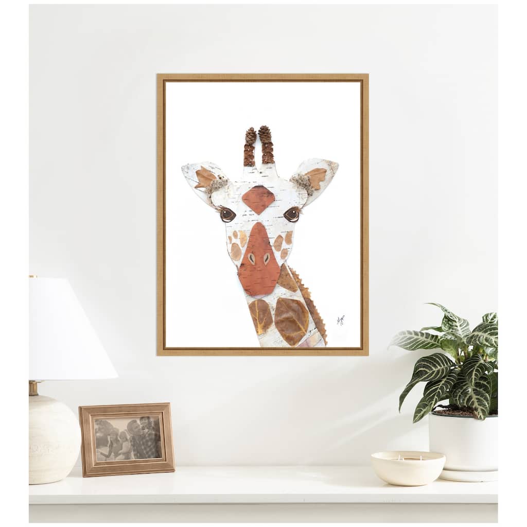 Kate and Laurel Giraffe by Madeline Jeppesen Framed Canvas Wall Art Print