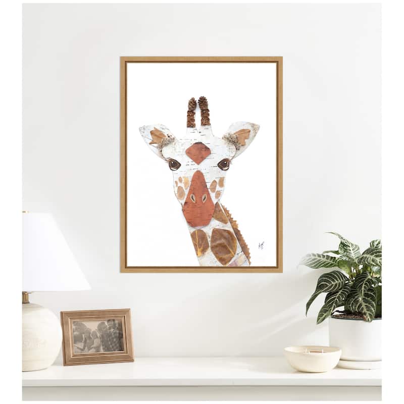 Kate and Laurel Giraffe by Madeline Jeppesen Framed Canvas Wall Art Print