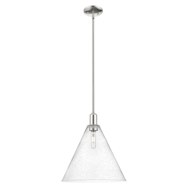 Innovations Lighting Endless Possibilities Arcadia - Berkshire Glass - 1 Light 16" Stem Hung Mini Pendant - Polished Nickel/Seedy