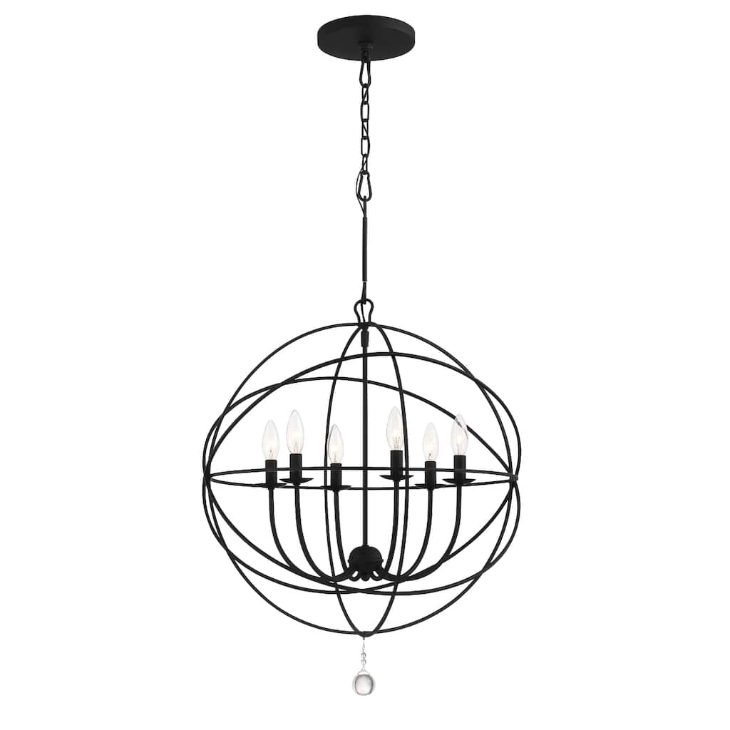 Solaris 6 Light Black Sphere Chandelier - 28.5"W x 35.5"H