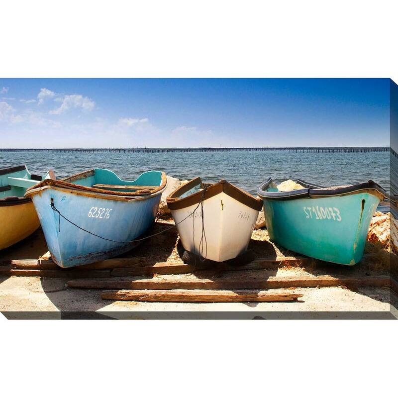 "Breakwater Boats " by Danita Delimont Print on Canvas