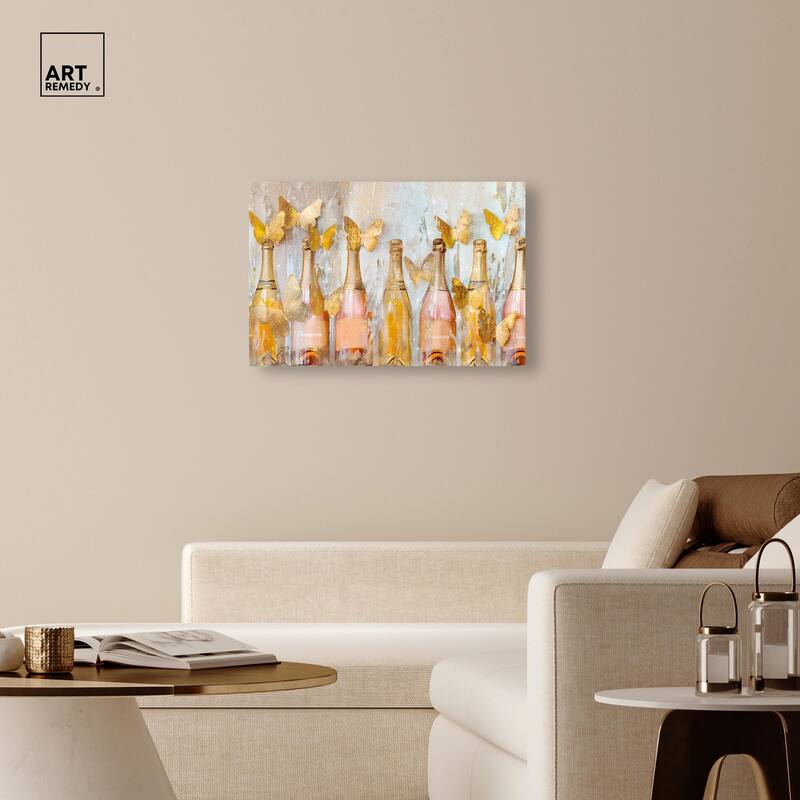 Golden Bright Campagne Line Canvas by Art Remedy, Gallery Wrapped