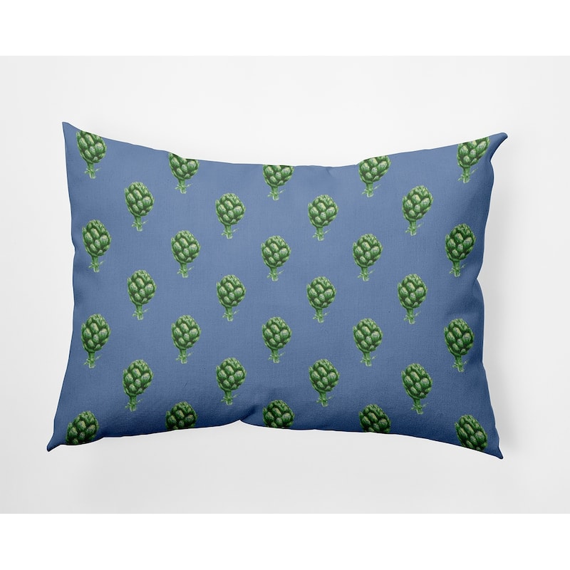 Artichokes Pattern Decorative Throw Pillow - Cornflower - 14" x 20"