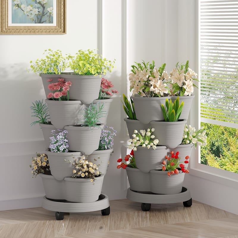 Vertical Strawberry Planter, 5 Tier Hanging Vertical Gardening Planter, Stackable Garden Tower Pot for Strawberries, Flowers