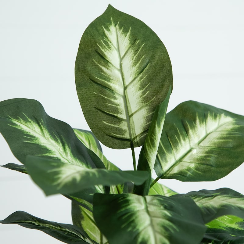 Golden Dieffenbachia Artificial Plants - 20" - Green - Set of 6