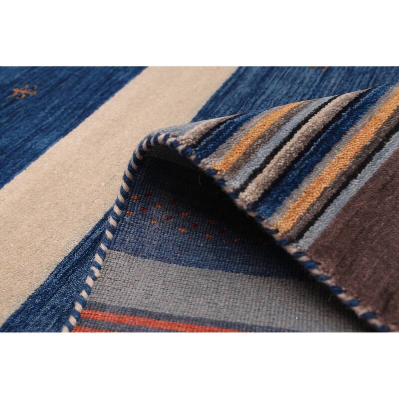 ECARPETGALLERY Hand Loomed Kashkuli Gabbeh Navy Wool Rug - 6'10 x 9'8