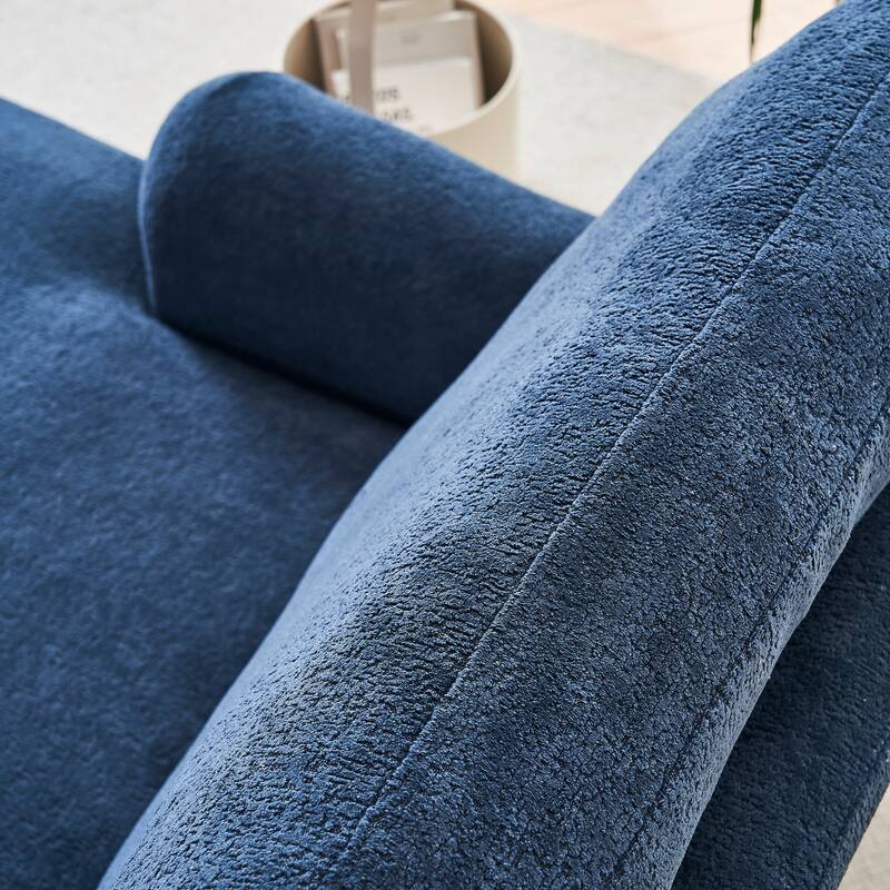Modern Mid-Century Blue Foam Chaise Lounger Sofa