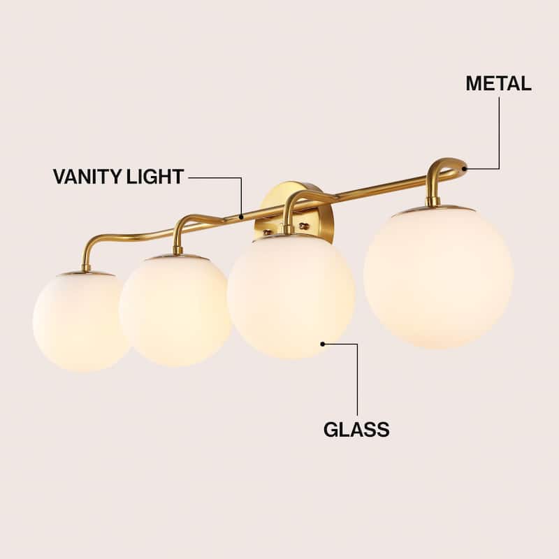 Globe Metal/Frosted Glass Modern LED Vanity, by JONATHAN Y