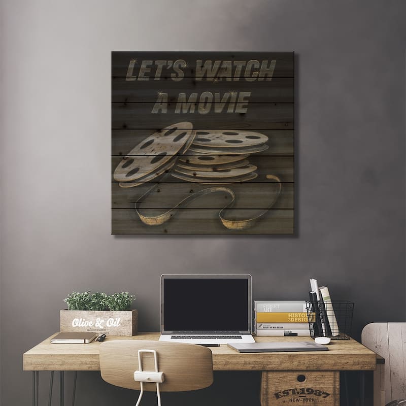 Lets Watch a Movie Print On Wood by Wild Apple Portfolio - Multi-Color