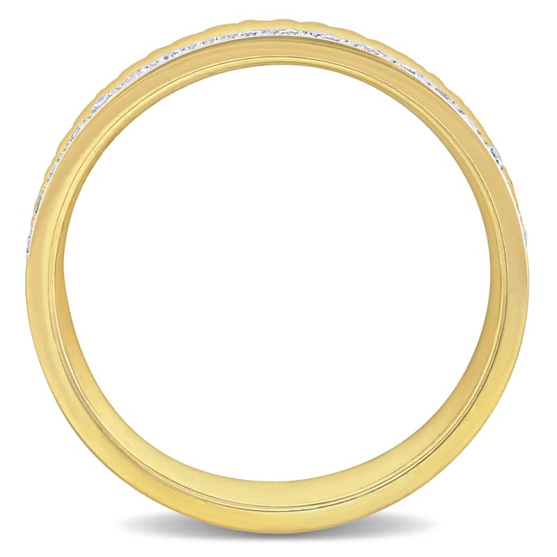 Miadora 1/2ct TGW Cubic Zirconia Eternity Textured Wedding Band 14k Yellow Gold