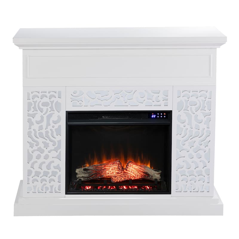 SEI Furniture Westmont Contemporary White Wood Electric Fireplace
