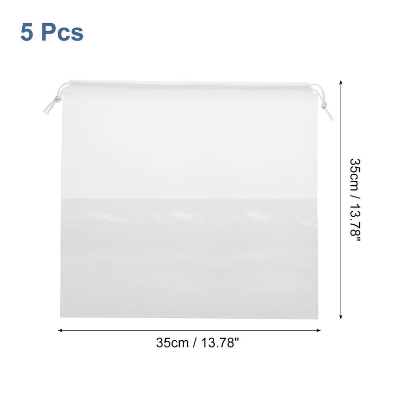5 Pcs Dust Cover Shoe Bags, Drawstring Travel Pouch Bag - White - 13.78 Inch