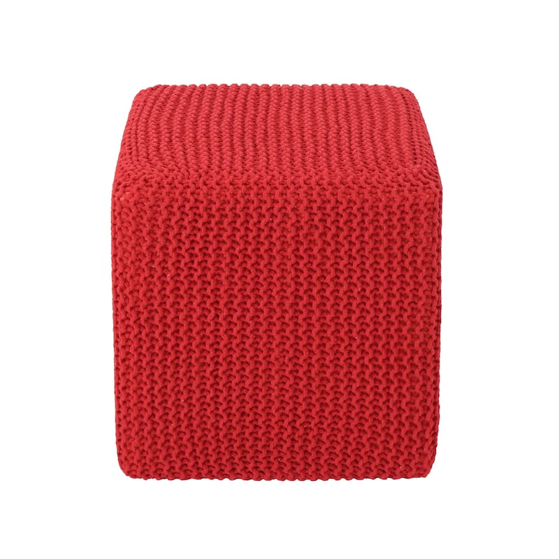 Modern 16.5" Cotton Foot Stool with Soft Appearance and Easy-To-Clean Outer Knitting for Living Room