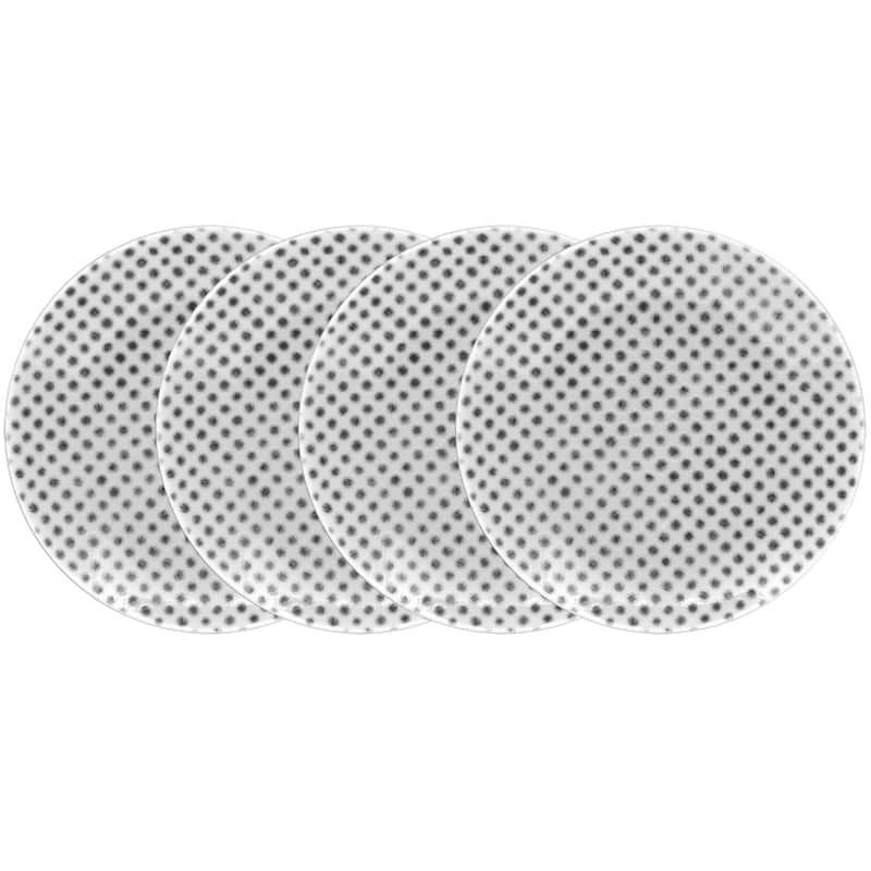 Noritake Hammock Set of 4 Coupe Appetizer Plates - Dots, 6-1/2" - Grey