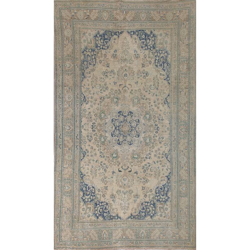 Antique Traditional Distressed Tabriz Persian Rug Handmade Wool Carpet - 6'3" x 9'9"