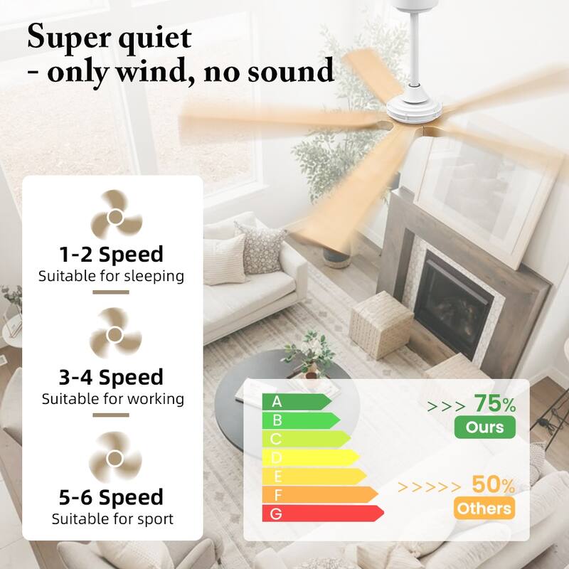 MLiAN 60 in 5-Soild Wood Blades Indoor Standard Ceiling Fan with Remote Down-Rod Mount