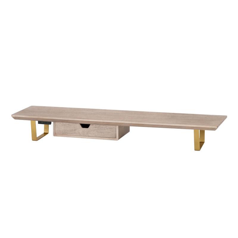 Jani Wood Monitor Stand Riser Desk - Ergonomic Design Stand, Desktop Organizer Table for Home, Office Workspace, Gaming Desk