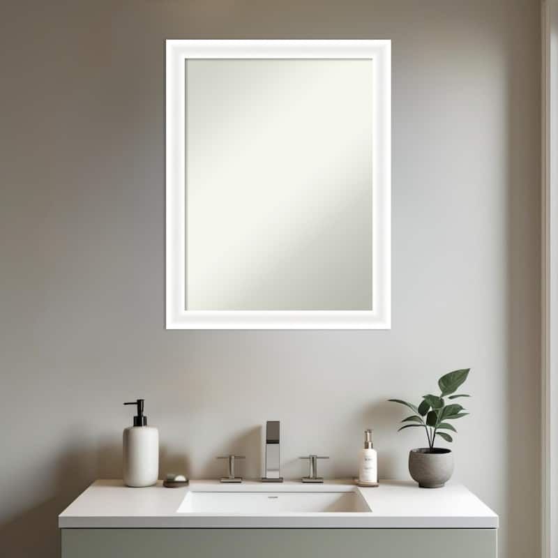 Oliver Narrow Non-Beveled Wood Framed Bathroom Vanity Wall Mirror