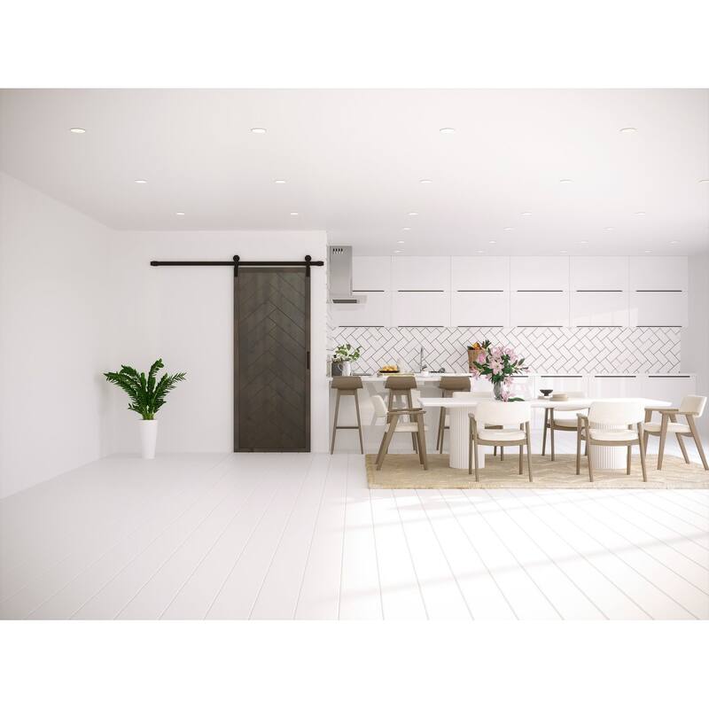 42 in. x 84 in. Herringbone Interior Barn Door with Hardware Kit