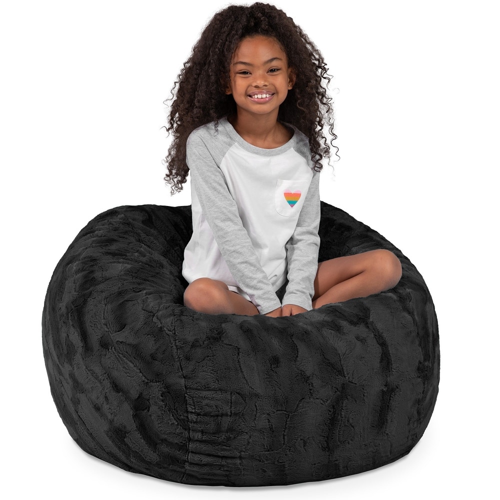 Jaxx Saxx 3 Foot Bean Bag Chair For Kids - Faux Fur - Fun Colors