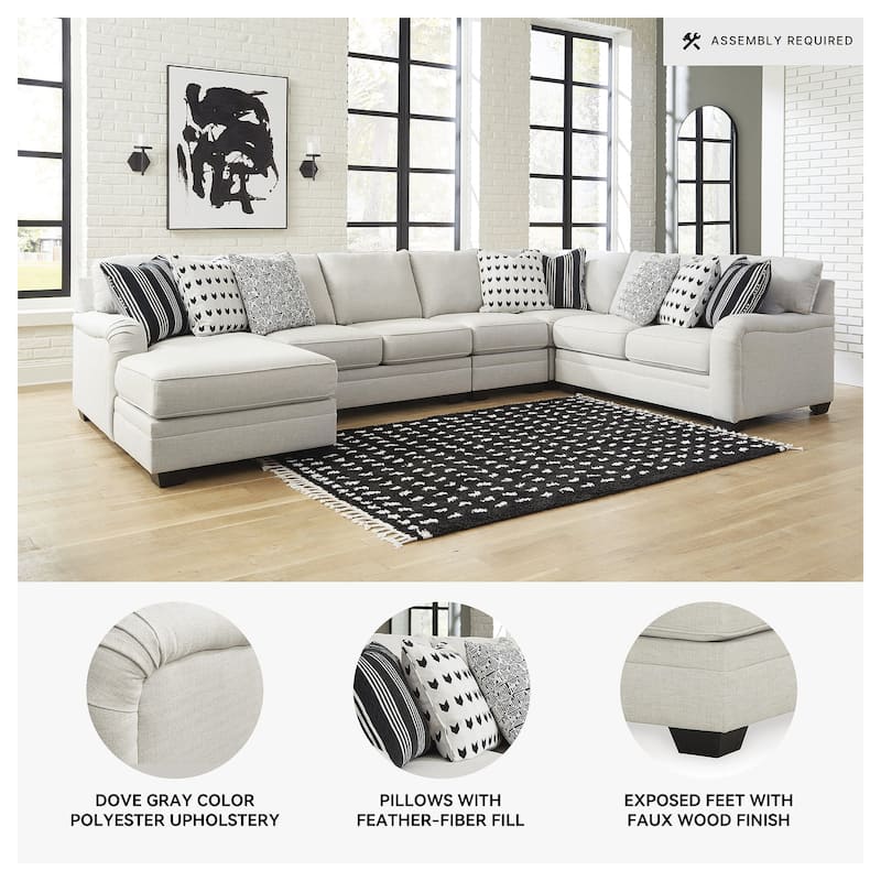Signature Design by Ashley Huntsworth Dove Gray 5-Piece Sectional with Chaise - 155"W x 99"D x 38"H