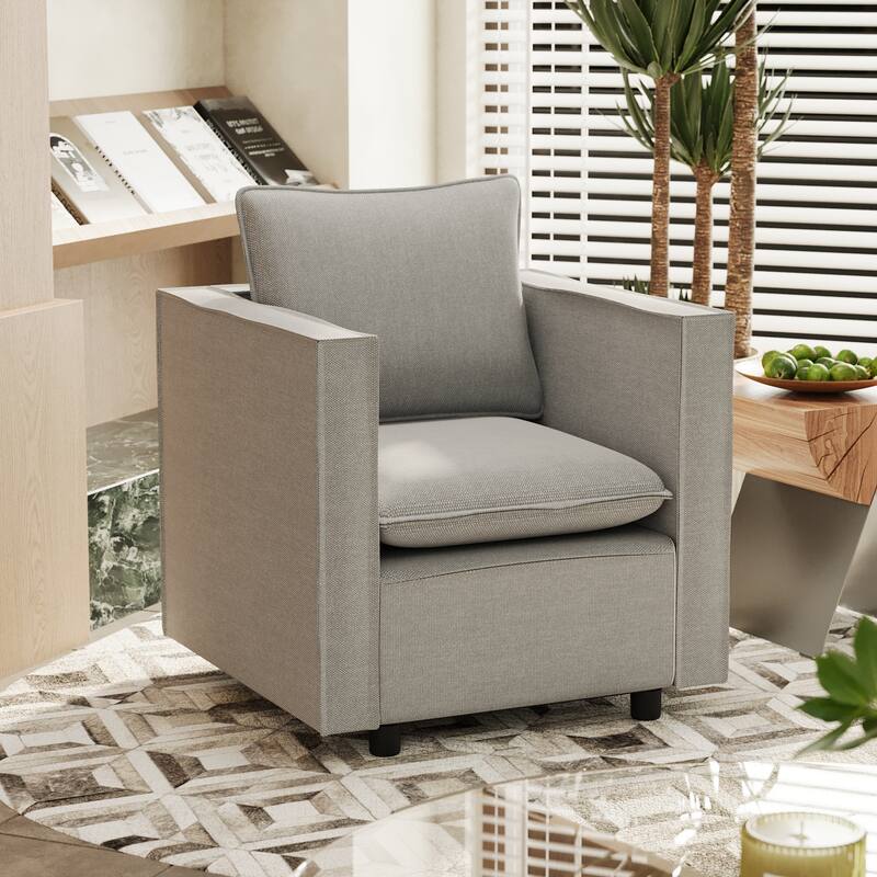 Comfortable Grey Linen Single Sofa Chair, 25x26x23 inches - Multi-Color