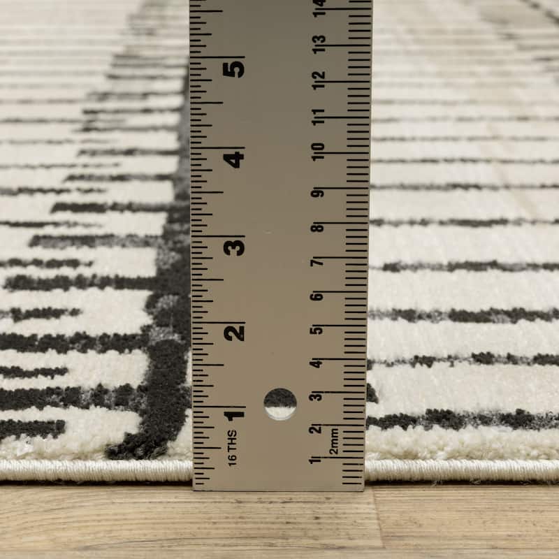 Style Haven Ripley Geometric Lines Beige/ Black Mixed Pile Area Rug