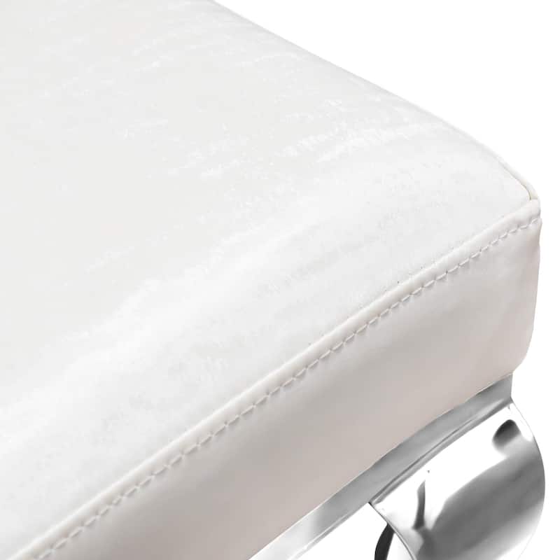 Furniture of America Thaddeus Glam Stainless Steel Upholstered Dining Side Chair (Set of 2)