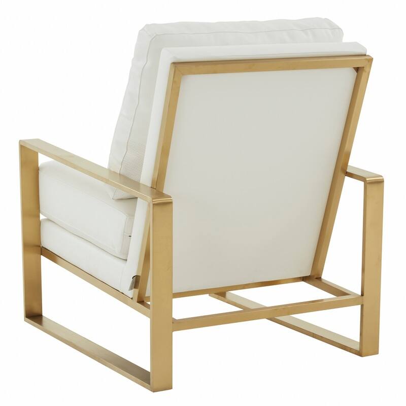 Jefferson Contemporary Leather Accent Armchair with Brushed Gold Base, Removable Cushions, and Durable Spring-Supported Seat