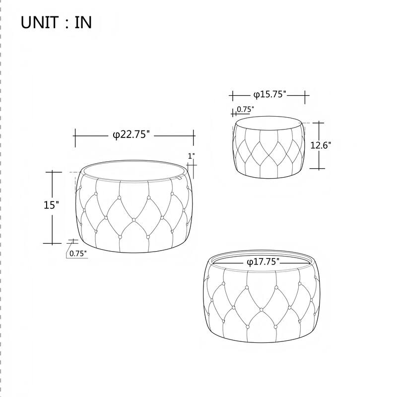Luxurious Velvet Nesting Ottomans of 2, 4-in-1 Function, Round Storage Foot Stool with Wood Tray, No Assembly Needed