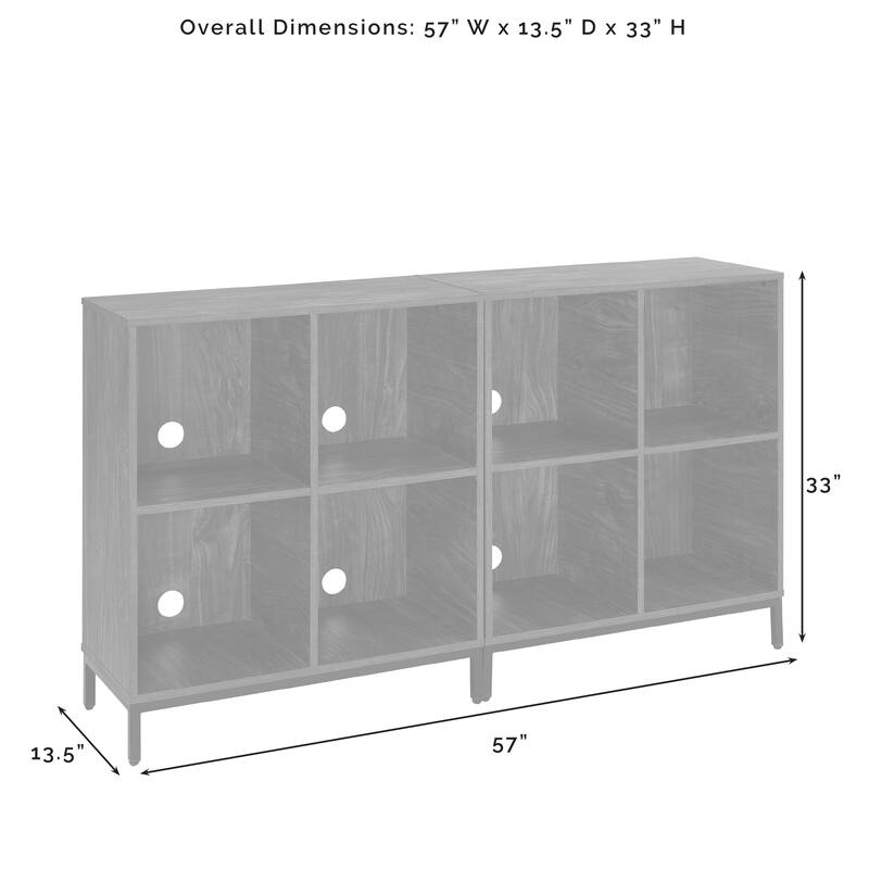 Crosley Jacobsen 2Pc Record Storage Cube Bookcase Set - 57 "W x 13.5 "D x 33 "
