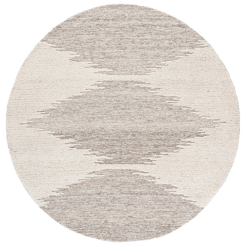 SAFAVIEH Handmade Abstract Ronnaug Wool Rug - 6' Round - Brown/Ivory