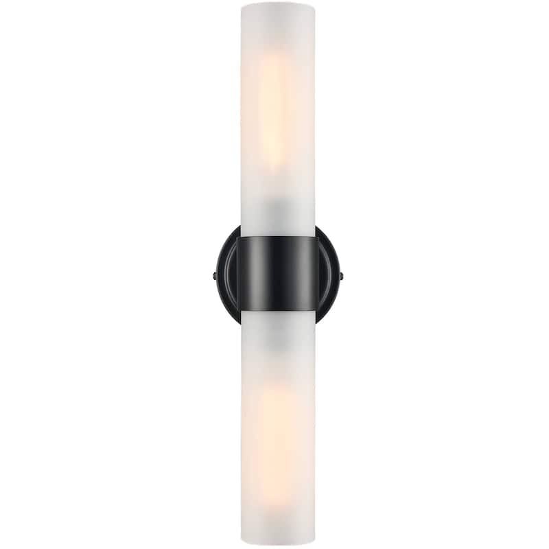 Skyros Modern Bathroom Sconces Cylinder Frosted Glass, 2-Bulbs