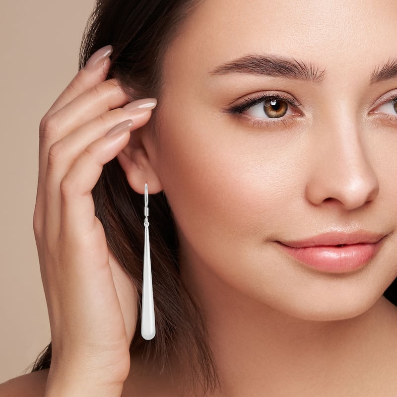 Soleil Sterling Silver Elongated Teardrop Earrings