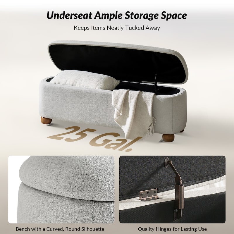 Felipe Modern Storage Bench with Solid Wood Legs by HULALA HOME