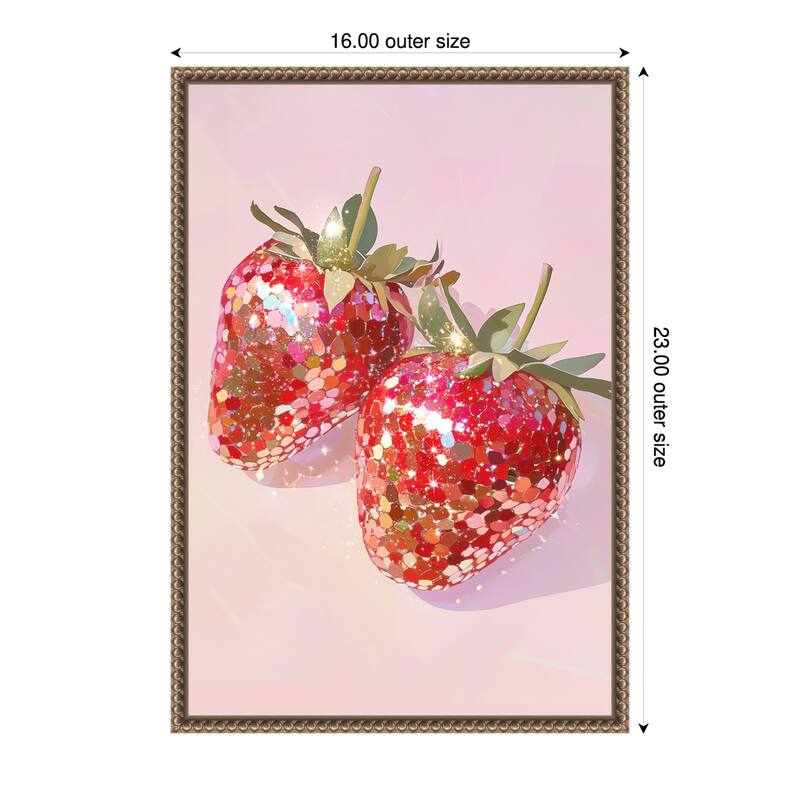 Sparkling Strawberries by Melloi Art Prints (16 x 23 in.), Framed Canvas Wall Art Print