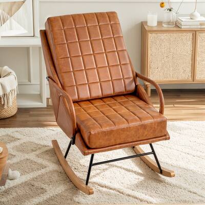Javlergo Nursery Rocking Chair Upholstered Modern Rocking chair with Wingback & Armrest Tall Back Accent Glider Rocker Chairs