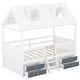 preview thumbnail 44 of 46, Wood Bed House with Fence and Roof for Kids, Boys and Girls, Bedroom