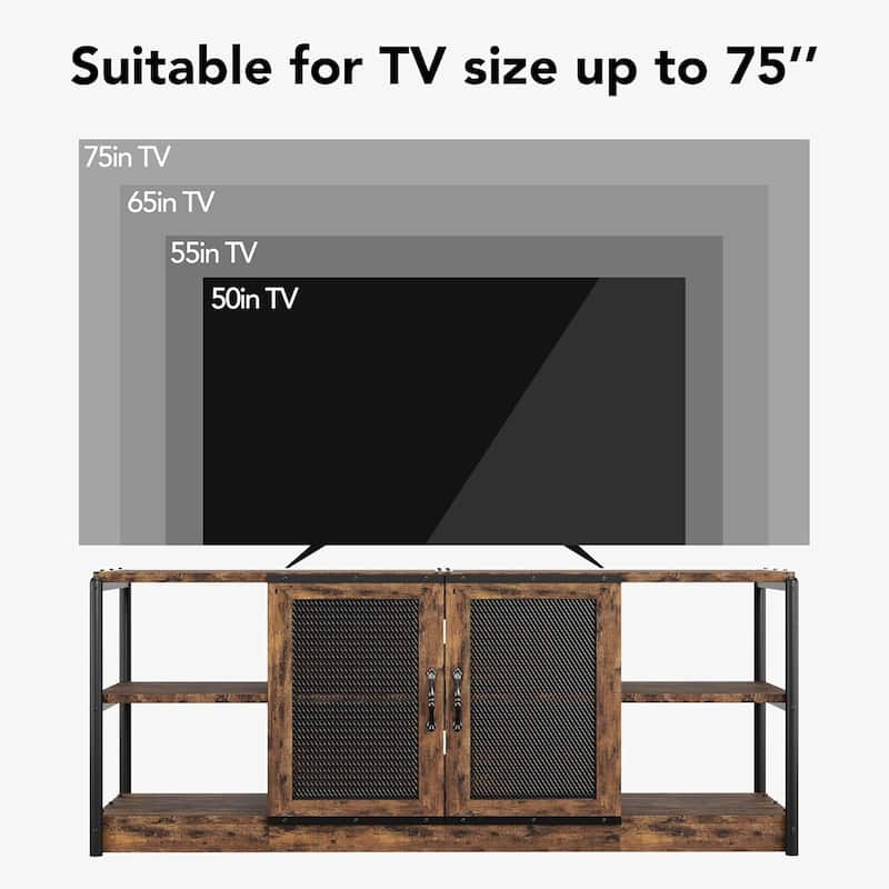 Farmhouse TV Stand, with Double Mesh Doors