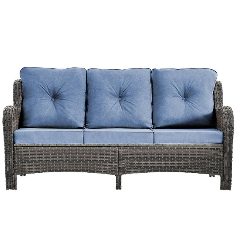 High Back Rattan Wicker Outdoor Patio Conversation Swivel chairs Sets